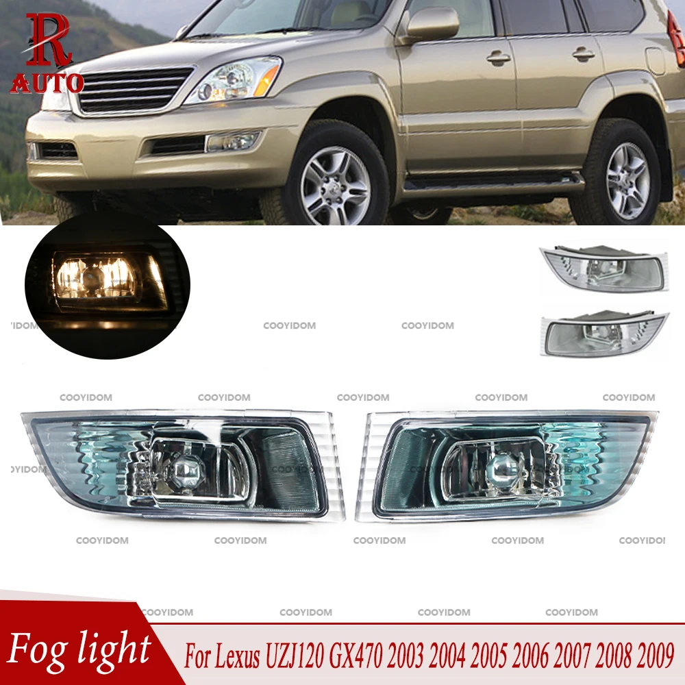 

R-AUTO Fog Lights Head Lights Driving Running Lights Fog Light For Lexus UZJ120 GX470 2003-2009 Front Bumper Halogen Fog Lamps