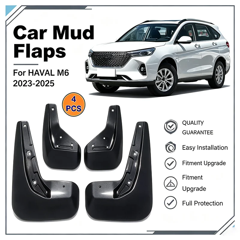 For HAVAL M6 2023-2025 4PCS Mud Flaps Splash Guards Front Rear Fender Mudguards Exterior Protection
