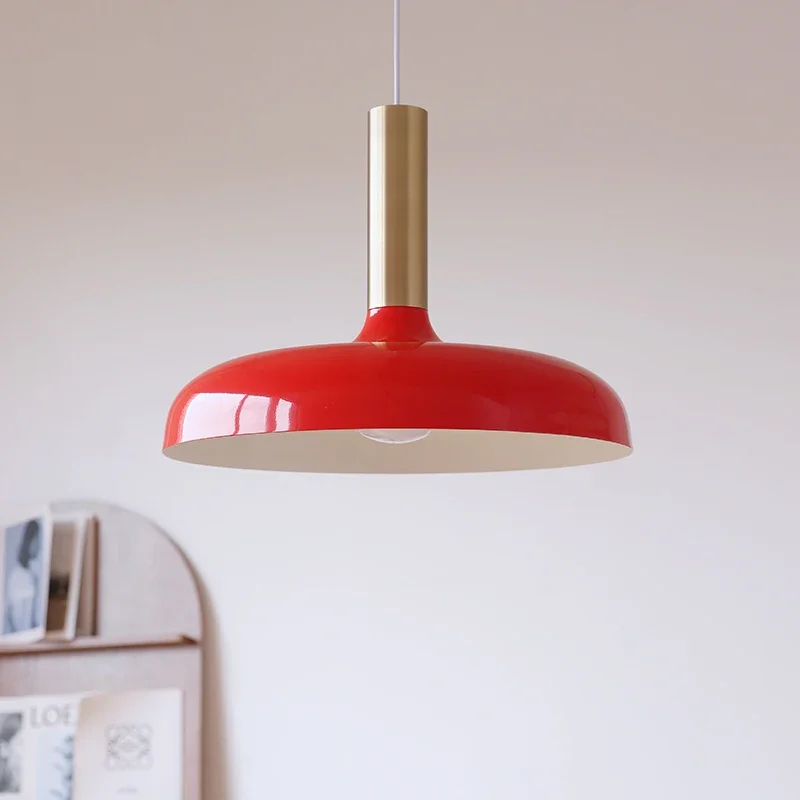 Traditional Disc Bright Red  E27 Pendant Light Suitable For Modern Decor Living Rooms Restaurant Study Rooms Lighting Fixtures