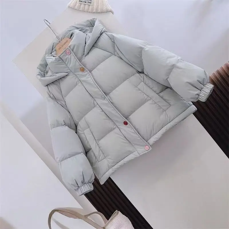 120-170CM Winter New Girls Down Jacket Korean Edition Fashion Children's Hooded Colorful Button Warm Down Cotton Coat