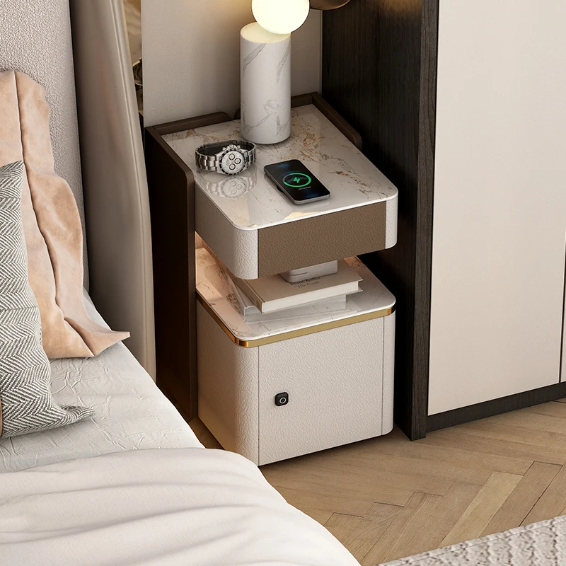 Smart bedside table, safe box, all-in-one home anti-theft, multifunctional wireless charging, fingerprint lock, small size