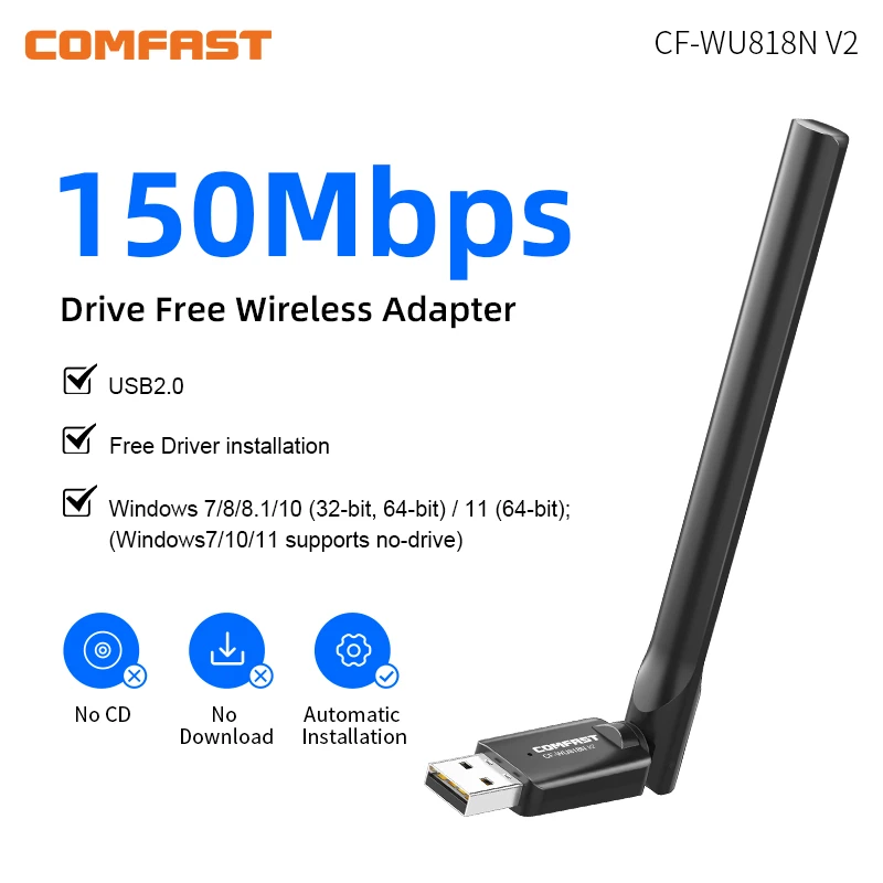 

Comfast 150Mbps Wifi Usb Adapter RTL8188GU Adaptador Wifi Cle USB Receiver 3dbi Antena Para PC Network Card Free Drive Dongle