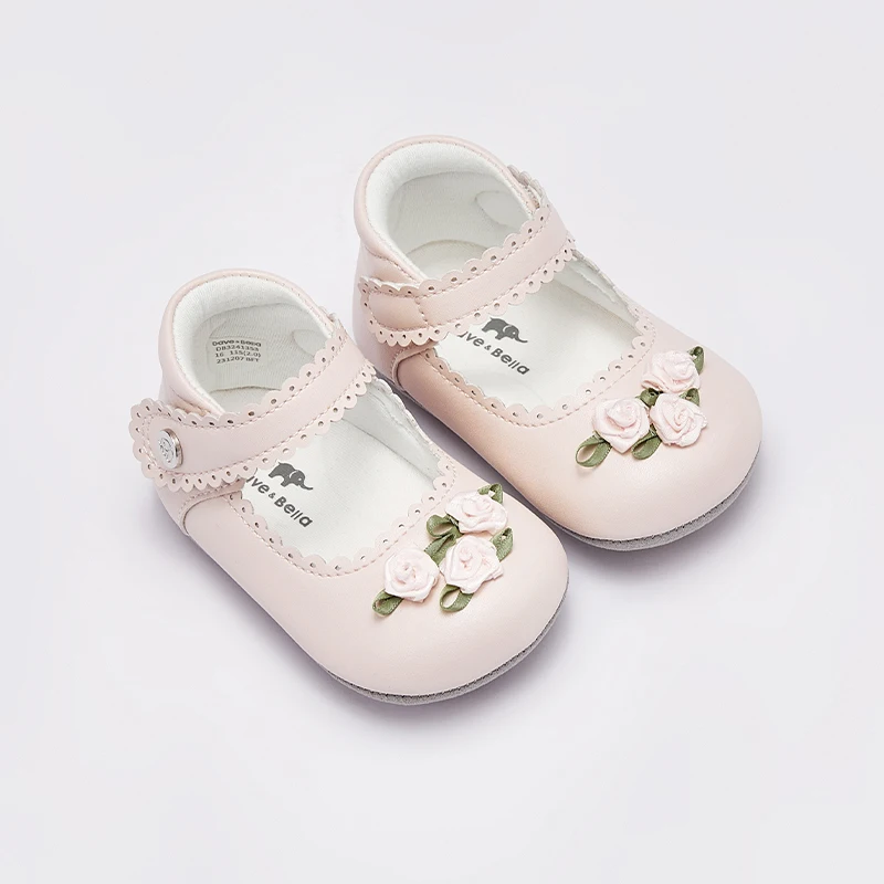 Dave Bella Pink Baby Shoes Floral Baby Girl Shoes Children Princess Shoes Non-Slip Newborn First Shoes DB3241353