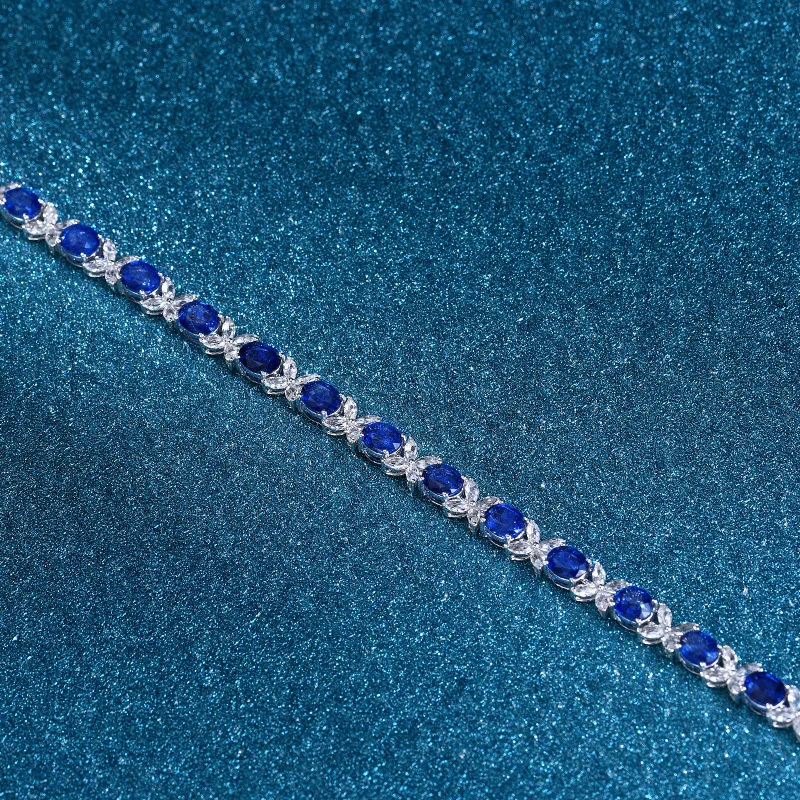 Nuovo prodotto di precisione di fascia alta Bracciale da donna con temperamento in vero zaffiro reale in argento puro S925