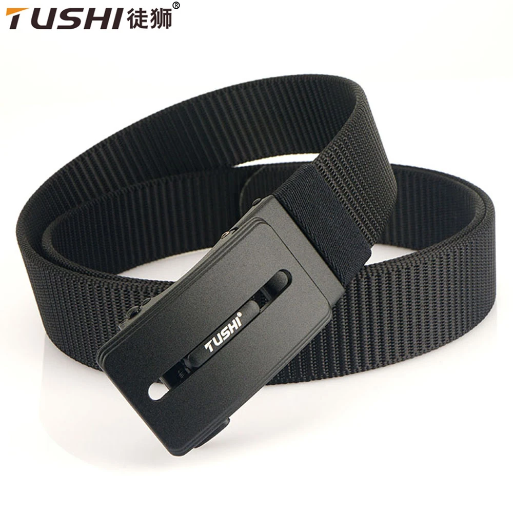 

TUSHI New Design Outdoor Sport Belt Alloy Automatic Buckle Casual Belt For Man Breathable Thick Nylon Strap 120CM Waist Support