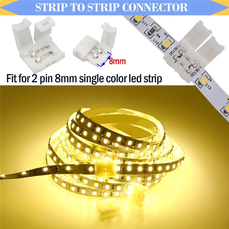 1Set Solderless Connectors 2 Way DC Jack Splitter Plastic For 8Mm 2Pin 2835 LED Strip-AT30