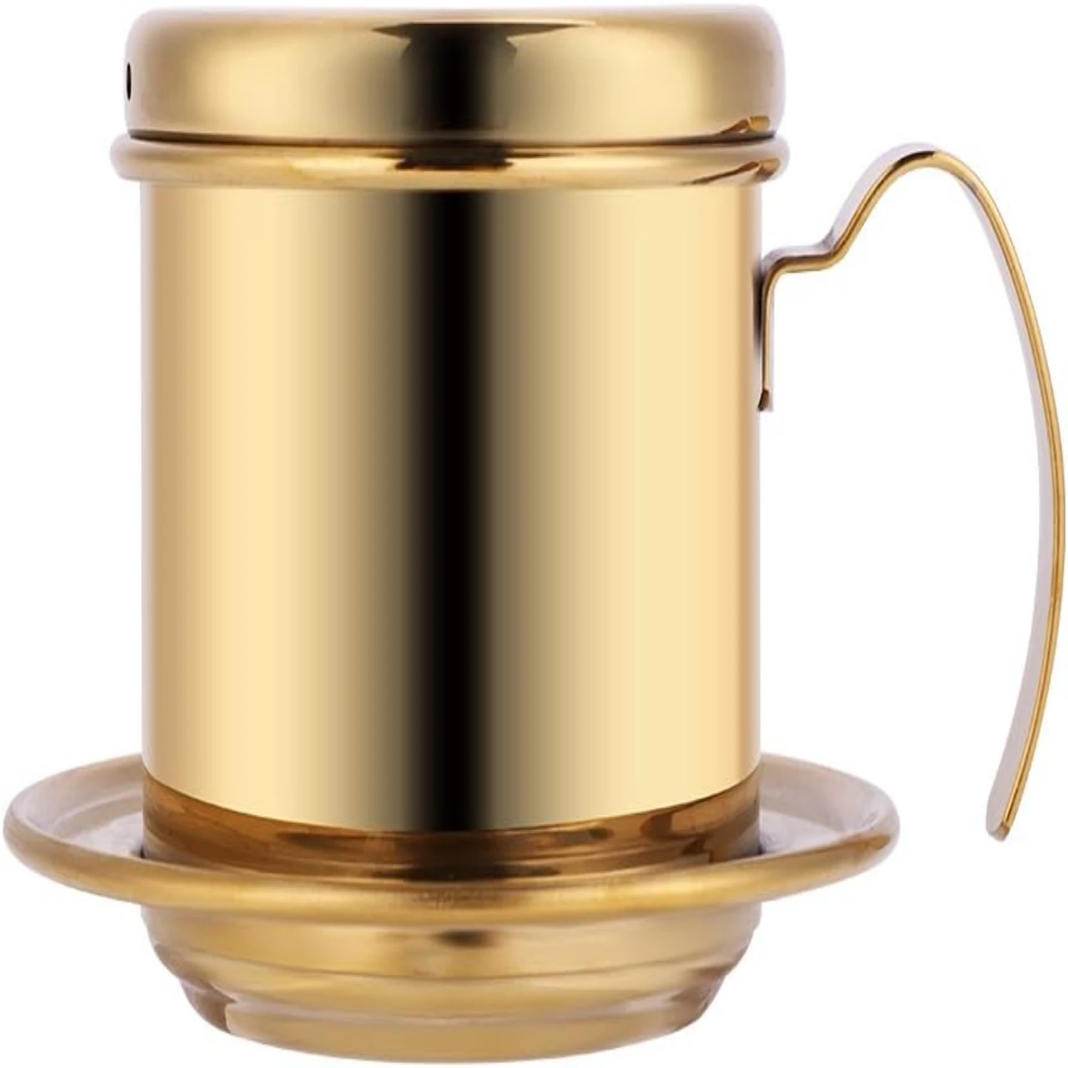 Máquina de filtro de goteo de café vietnamita de acero inoxidable para el hogar y la oficina (dorado), Taza espumadora de leche, jarra espumadora de café expreso
