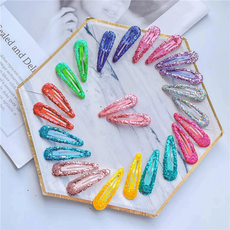 20Pcs/Lot Bling Hairpin Princess Children Hair Accessories Cute Sequin Thick Powder Sprinkled Hairclip Party Decoration Headwear