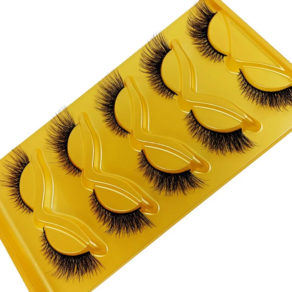5 Pairs Cat Eye Faux Mink False Eyelashes Long Curling Thick Fluffy End Lengthening Comfortable All-match Eyelashes