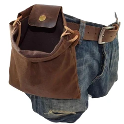 Bolsa de ante Medieval para hombre y mujer, monedero de cuero PU con cordón, equipo de disfraz Vikingo, Cosplay, piezas paganas para adultos