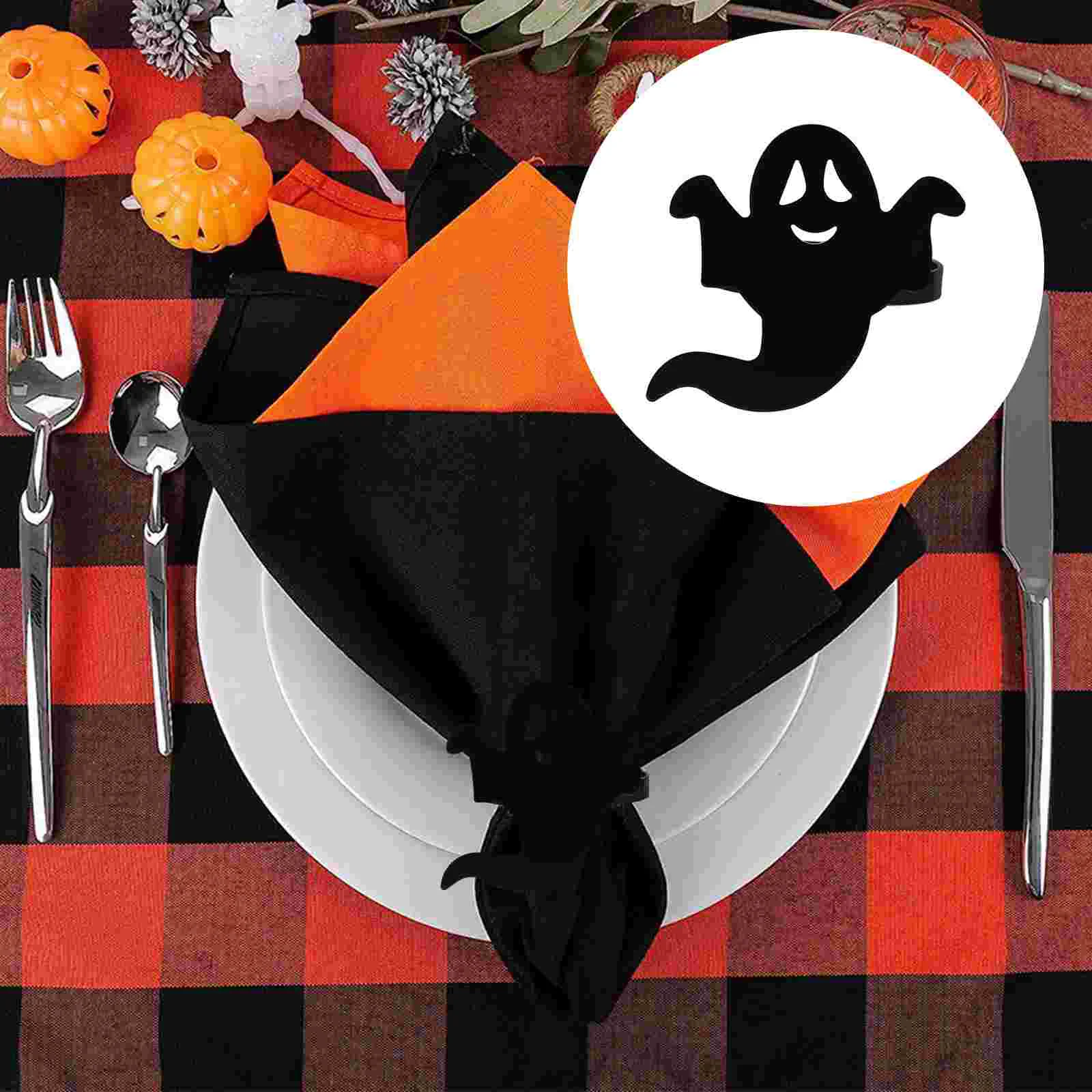 4 Pcs Ghost Napkin Rings Party Table Favors Spoof Alloy Charm Paper Dining Halloween Buckle