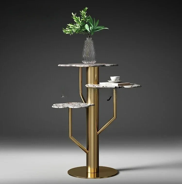 A  Natural Marble High-end Flower Stand, Simple Modern Living Room Decoration Display Stand