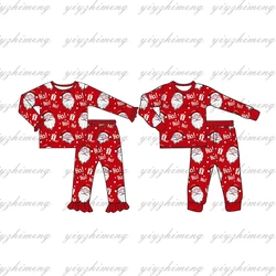 Wholesale Toddler Boys Girls clothing Christmas clothing Red pajamas Long Sleeve Santa pajamas kid's holiday pajamas sets