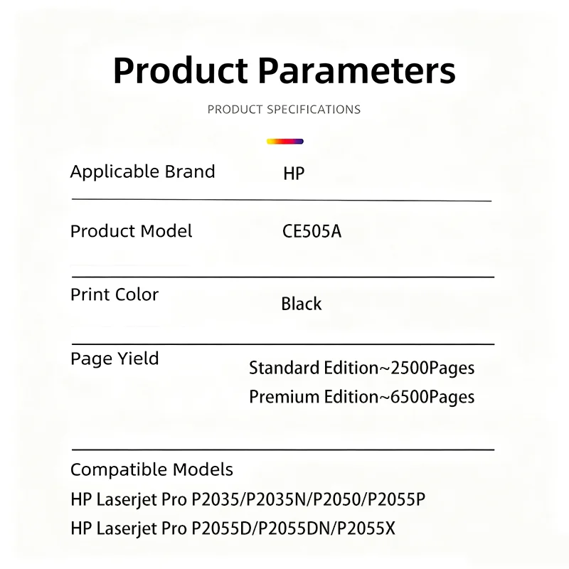 CE505A 05A 505A Toner Cartridges Compatible For HP Laserjet Pro P2035 P2035N P2055DN P2030 P2050 P2055X P2055D Printer