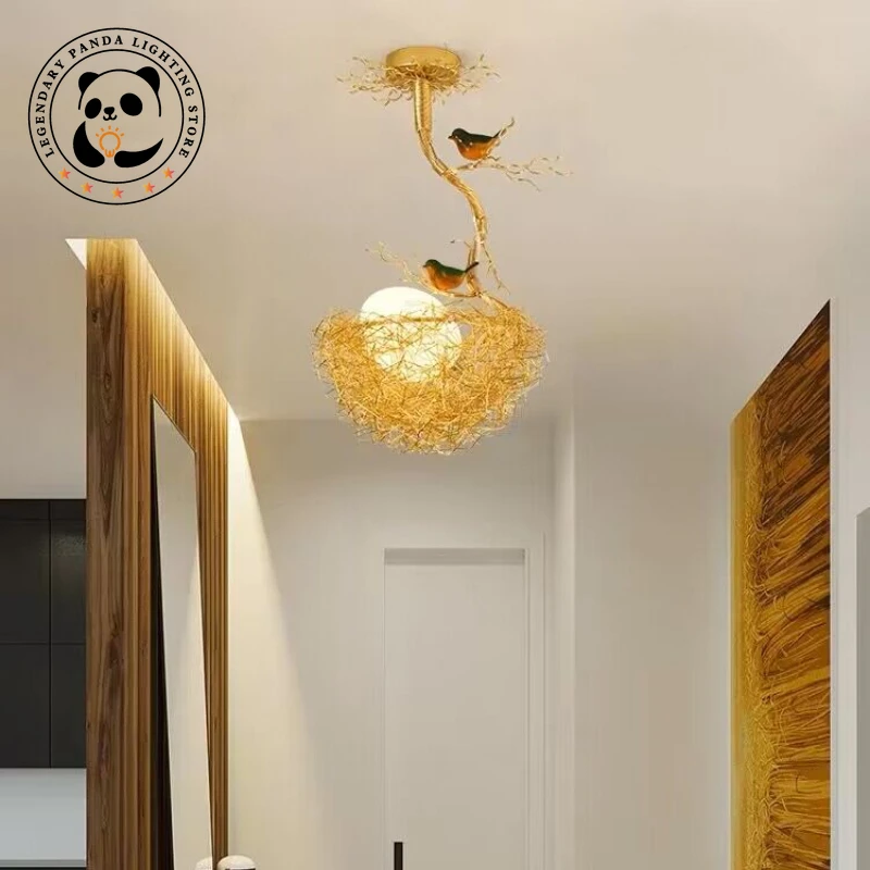 Imagem -05 - Gold Bird Nest Egg Glass Ball Lustres Modern Designer Lustres Luminárias Pendentes Iluminação para Salão Sala de Jantar Cozinha Loft Decoração de Casa Luminária