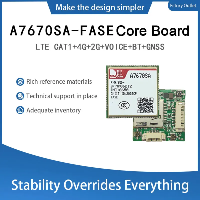 

SIMcom A7670SA-FASE CAT1 Core Board , support Data+GNSS+voice