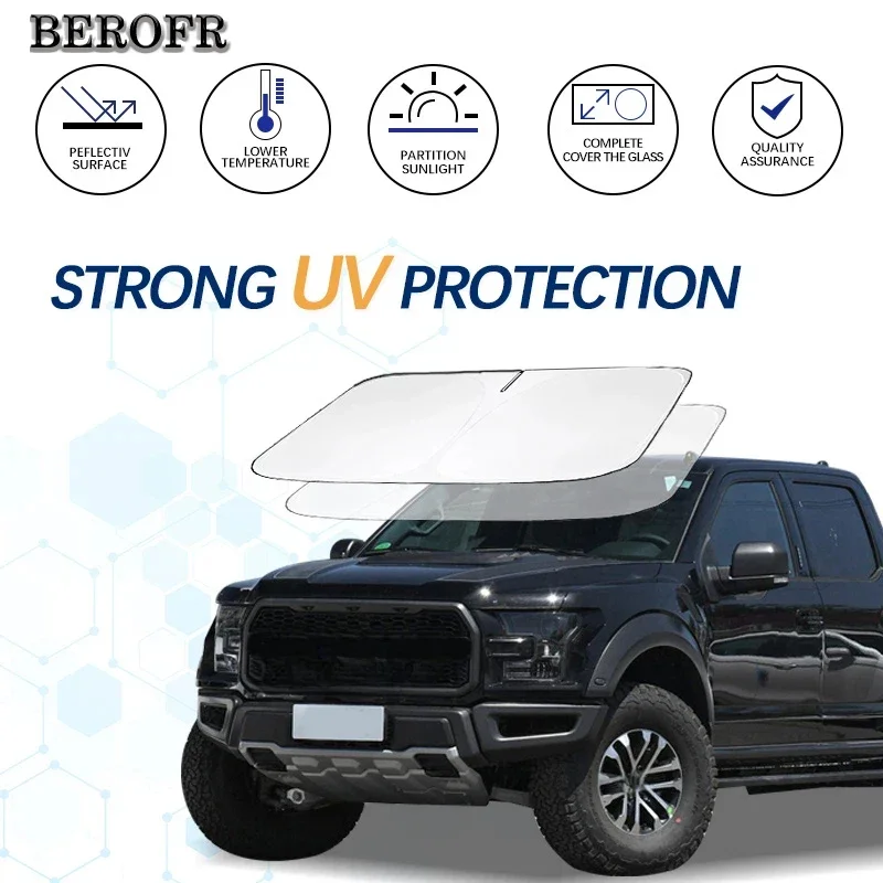 

Windshield Sun Shade For Ford Ranger F150 F250 F350 T6 Sunshade Sun Visor Protector Foldable Blocks UV Rays Keep Your Car Cooler