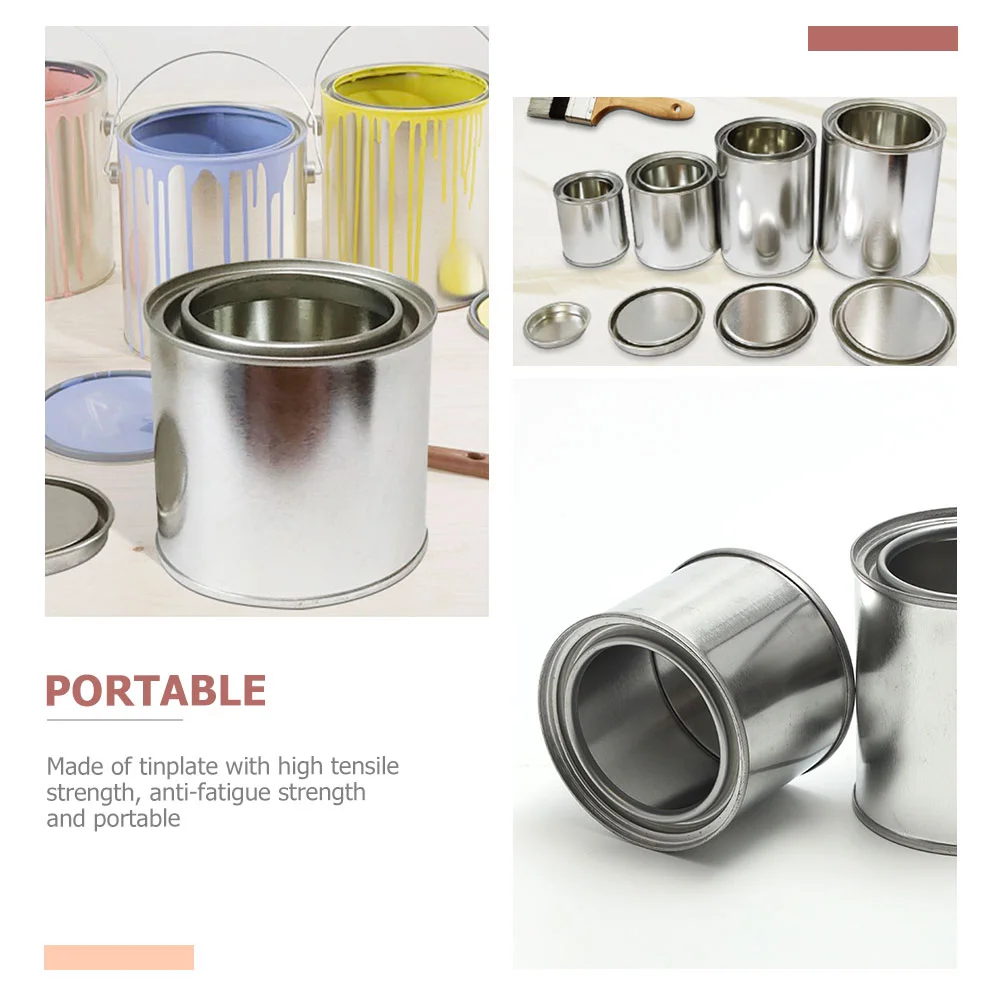 5 Pcs Metal Paint Can Cans with Lids Sealing Empty Power Steering Reservoir Handheld Oil Container Tinplate Iron Sheet