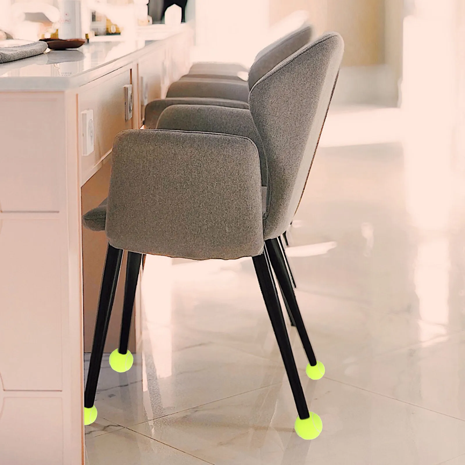 4Pcs Precut Tennis Ball Floor Protectors Soft Rubber Chair Table Desk Cabinet Leg Covers Walker Support Even Weight Distribution