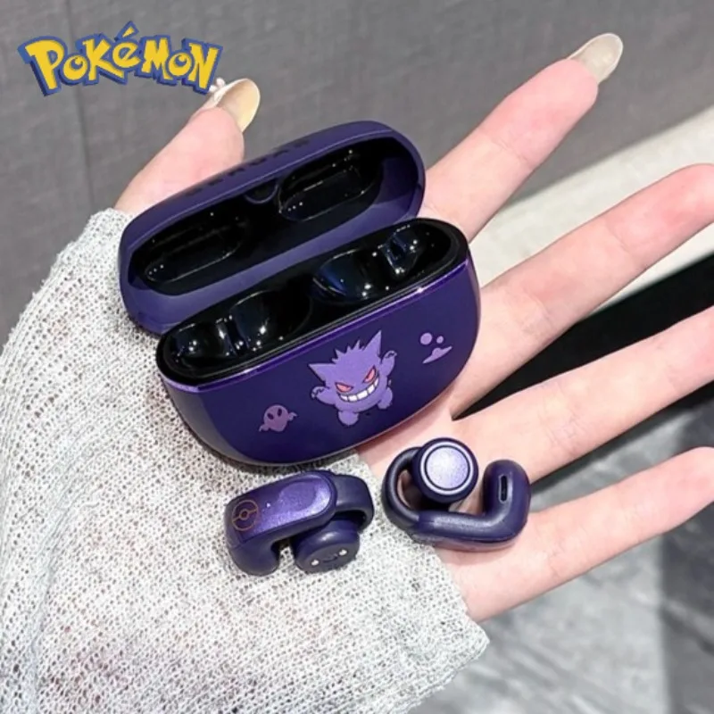 ゲンガー-bluetooth-ヘッドセットポケモンアニメ漫画プリントかわいいイヤークリップワイヤレスゲームオープンスポーツ本物のイヤホンホリデーギフト