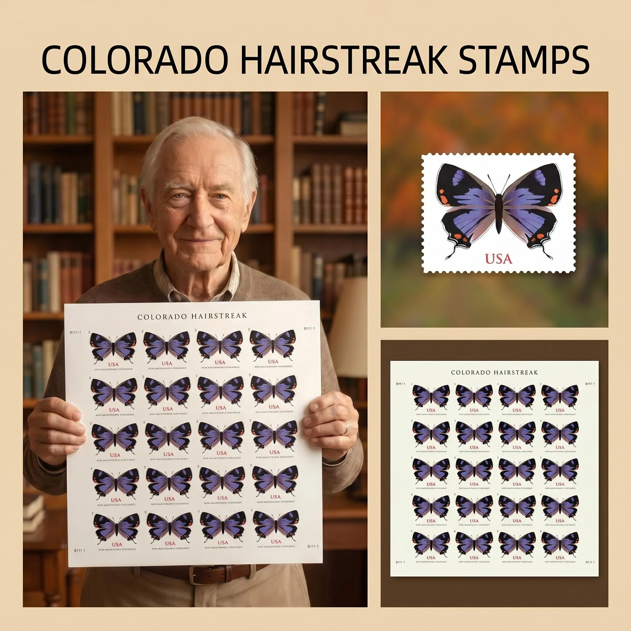 

Postage Forever Stamps 100 Count Purple butterfly pattern, Packages, Or Crafts -100 Count