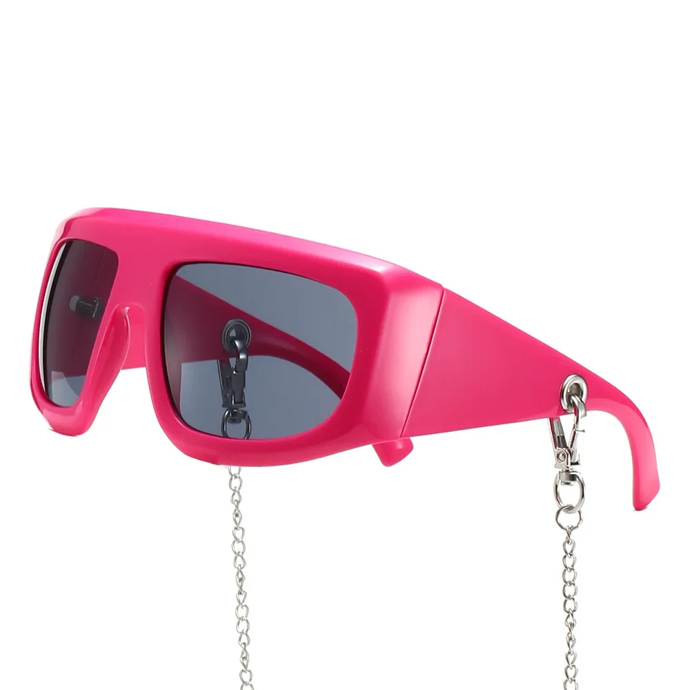 2024 جديد INS المرأة سوبر كبيرة العصرية سلسلة النظارات الشمسية موضة y2k الرجال القيادة يندبروف المرايا كول ظلة المرايا UV400