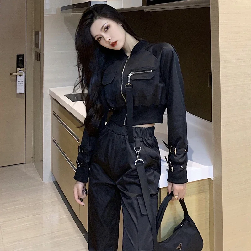 أزياء رقص للنساء والفتيات ، ملابس أداء جماعي ، ملابس هيب هوب سوداء ، ملابس عرض مسرحي للبالغين ، ملابس Kpop ، موسيقى الجاز ، XS5869