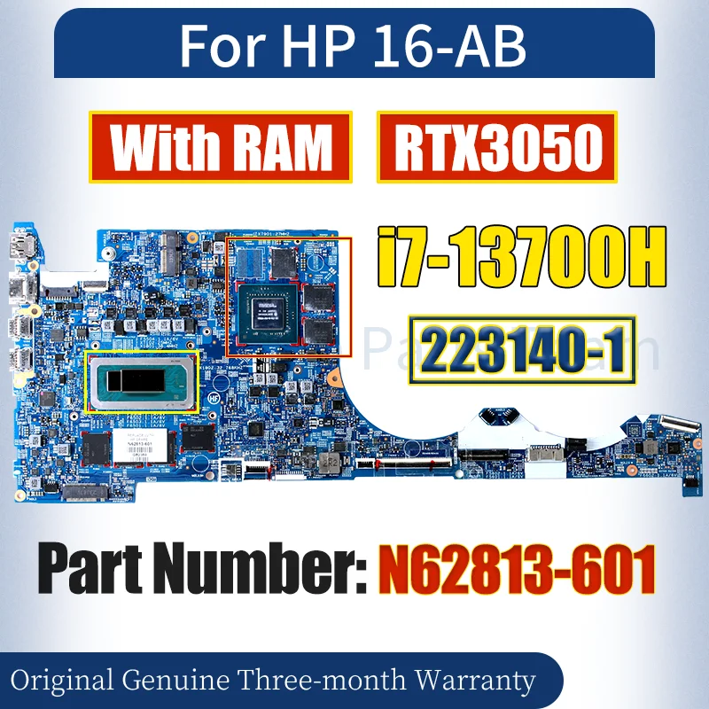 223140-1 For HP 16-AB Laptop Mainboard N62813-601 i7-13700H RTX3050 With RAM GN20-P0-R-K2-A1 Notebook Motherboard Tested