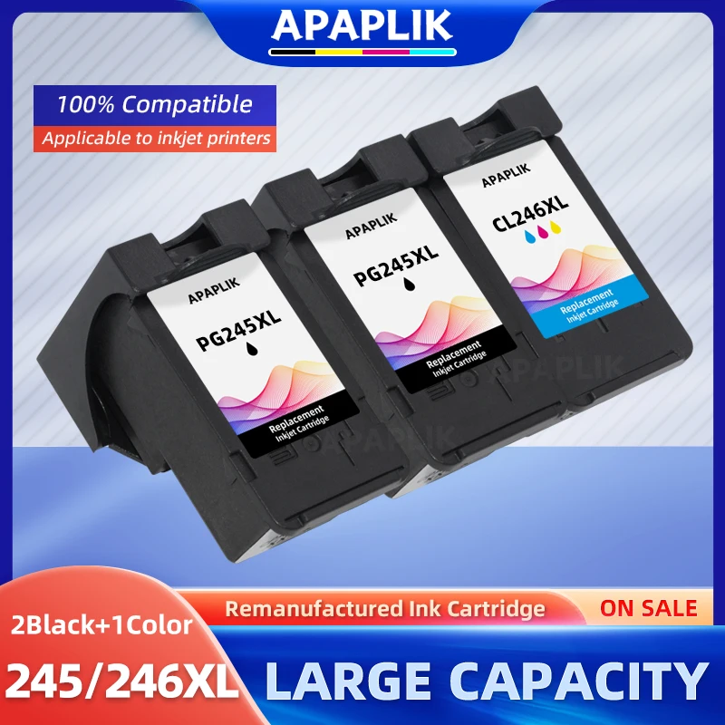 

APAPLIK PG245 CL246 Ink Cartridge PG245 CL246 Replacement for Canon Pixma MG2922 MG2924 MG3020 MG3022 TR4520 TR4522 MX490 MX492