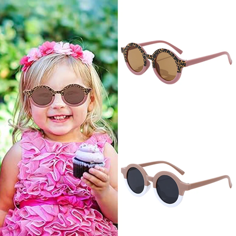 2pcs Multiple round solid color leopard print fashionable glasses