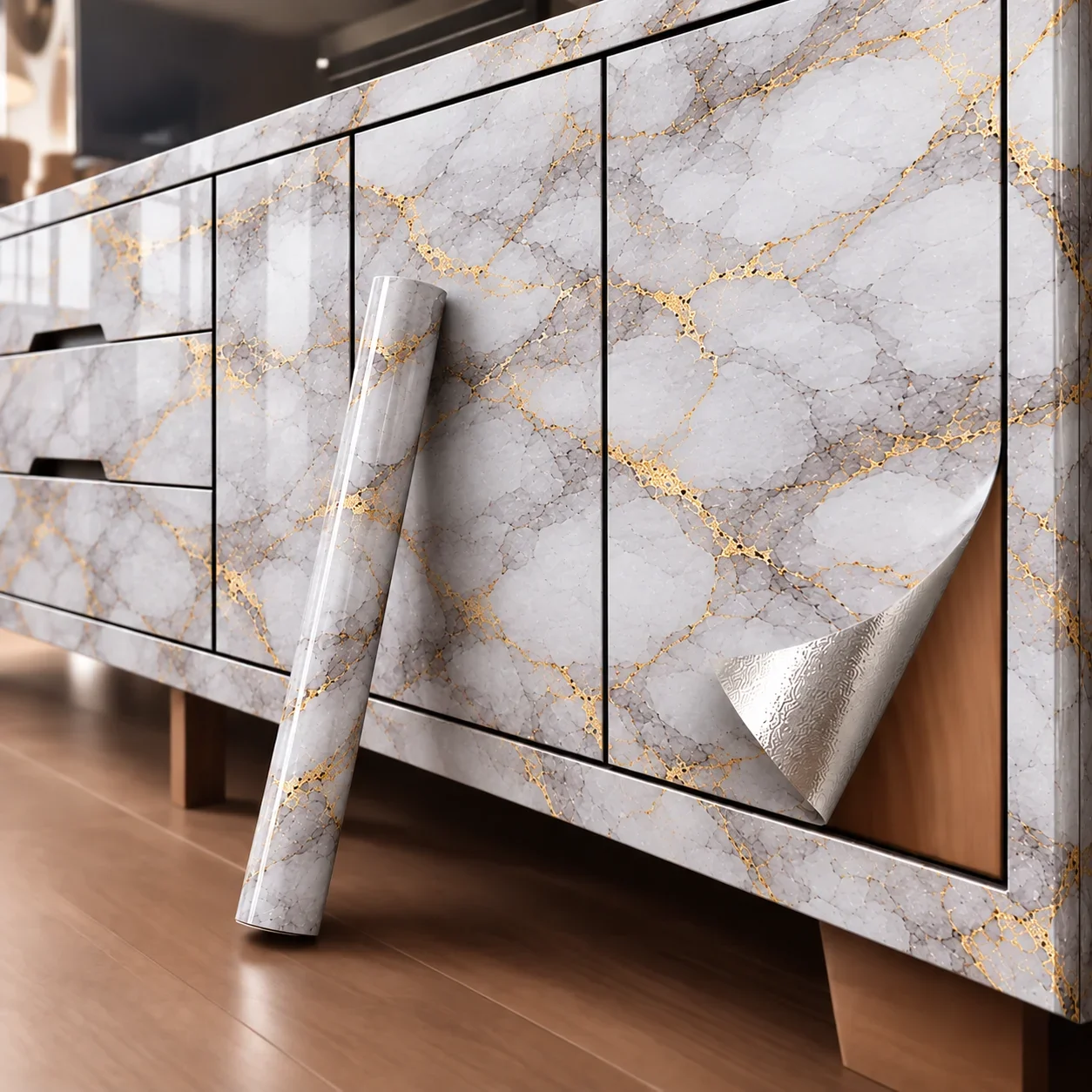 Marble Oil Proof Peel And Stick Film Waterproof Anti-Fouling Self-Adhesive Sticker For Kitchen Backsplash Cabinet Renovate.
