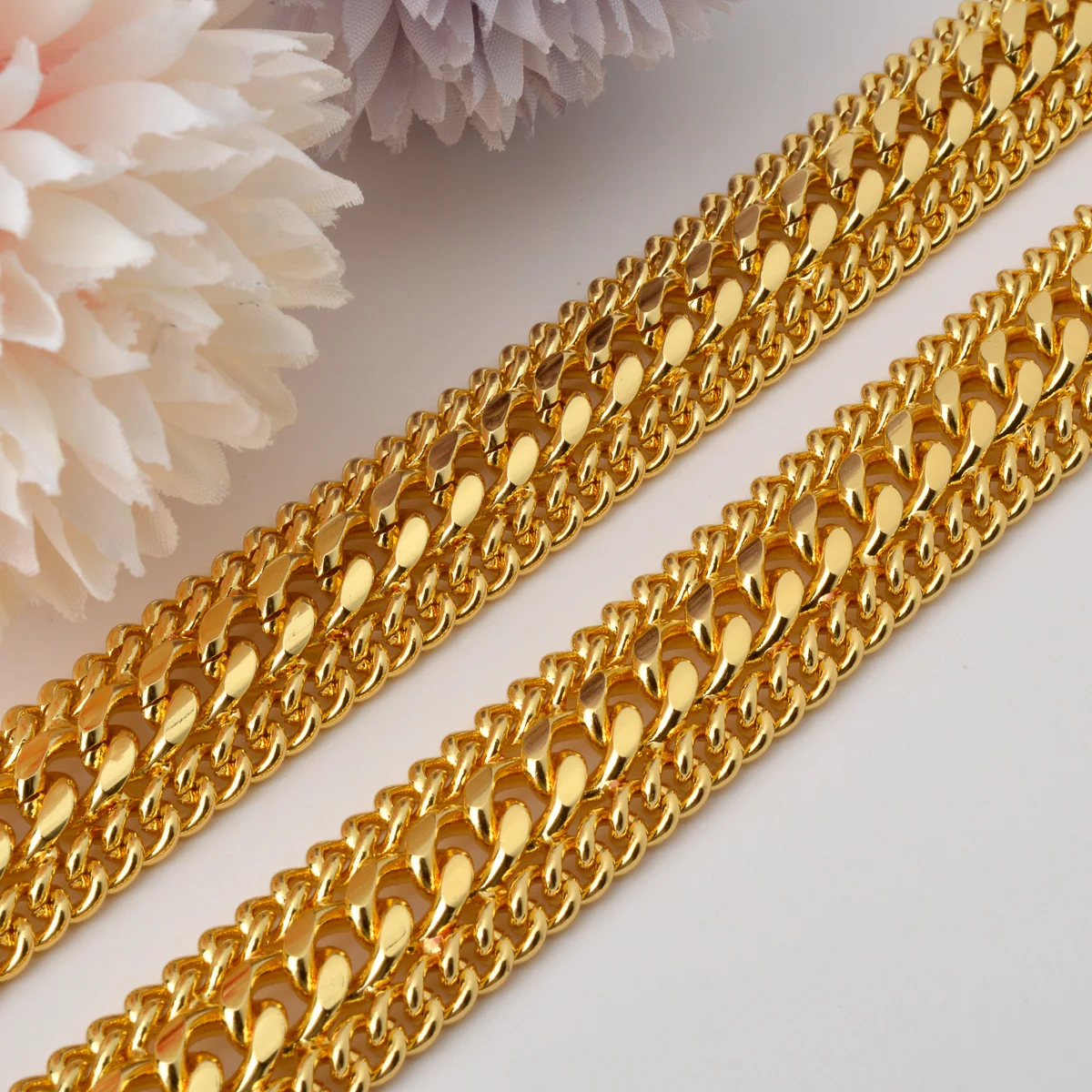 1.5cm Wide Chain Bracelet For Men Women 2024 New Trendy Cuban Chain Men Bracelet Classic Copper Link Chain 7in 8in Bracelet Gift