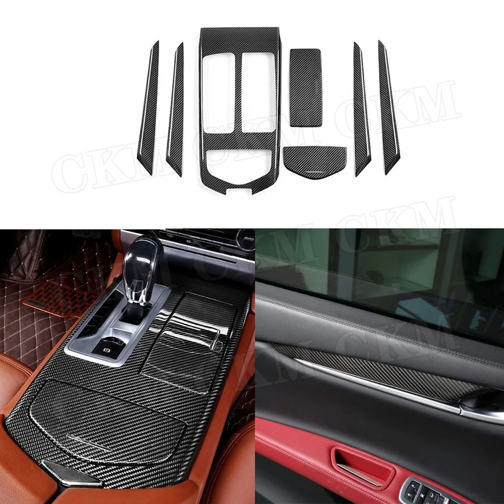 

Dry Carbon Fiber Car Center Console Gear Shift Panel Door Interior Trim Strip Cover Stickers for Maserati Ghibli 2014-2019