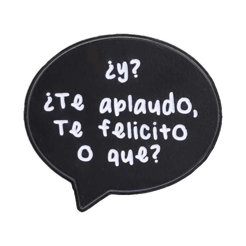 Pin de Esmalte com Bolha de Fala Sarcástica Estilo Punk Espanhol, Estilo Quadrinhos ¿y? Você me chama de giro, me felicita ou o que mais? Broche de Lapela Joia Presente