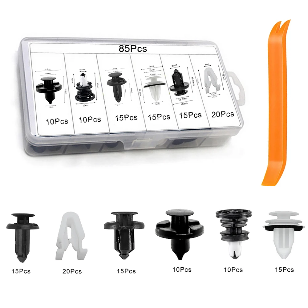 

For Tesla Model 3 Y S X Clips Retainers set 85PCS Door Panel Bumper Wheel Arch Fender Engine Hood Support Rod Plastic Fasteners