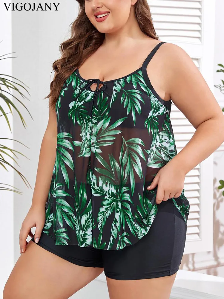 VigoJany 2025 Print Strapped 2-częściowy zestaw tankini Plus Size Kobiety Wysoka talia Push UP Strój kąpielowy bez pleców Letni strój kąpielowy