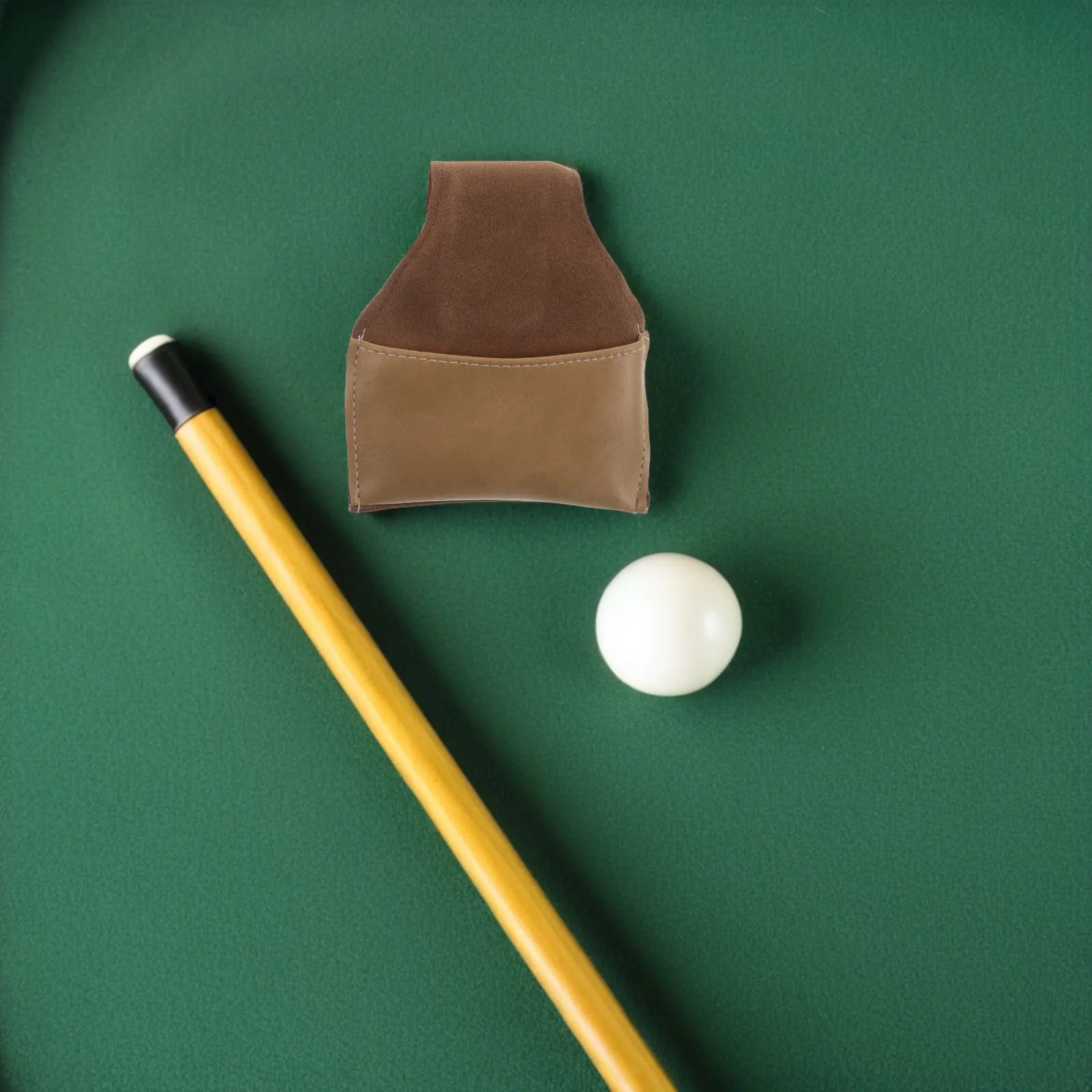 

Pool Cue Chalk Holder Brown PU Snooker Chalk Pouch Improves Grip Control Prevents Crumble Portable Table Side Use