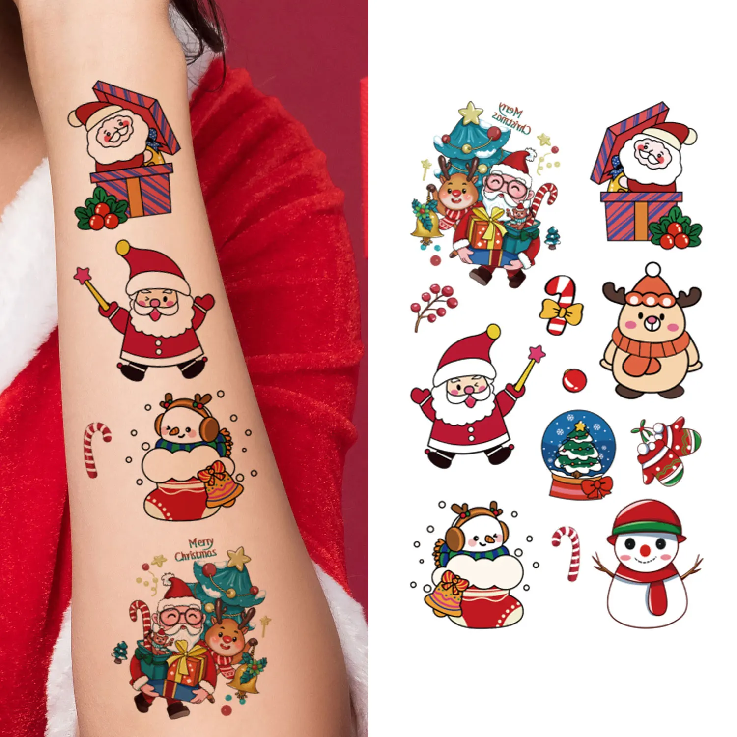 30 ورقة من ملصقات الوشم المؤقت مع أكثر من 300 عن عناصر عيد الميلاد الكرتونية، بما في ذلك سانتا كلوز وأشجار عيد الميلاد ورجل الثلج والهدايا وعناصر زينة عيد الميلاد. مناسبة كهدايا عيد الميلاد #3