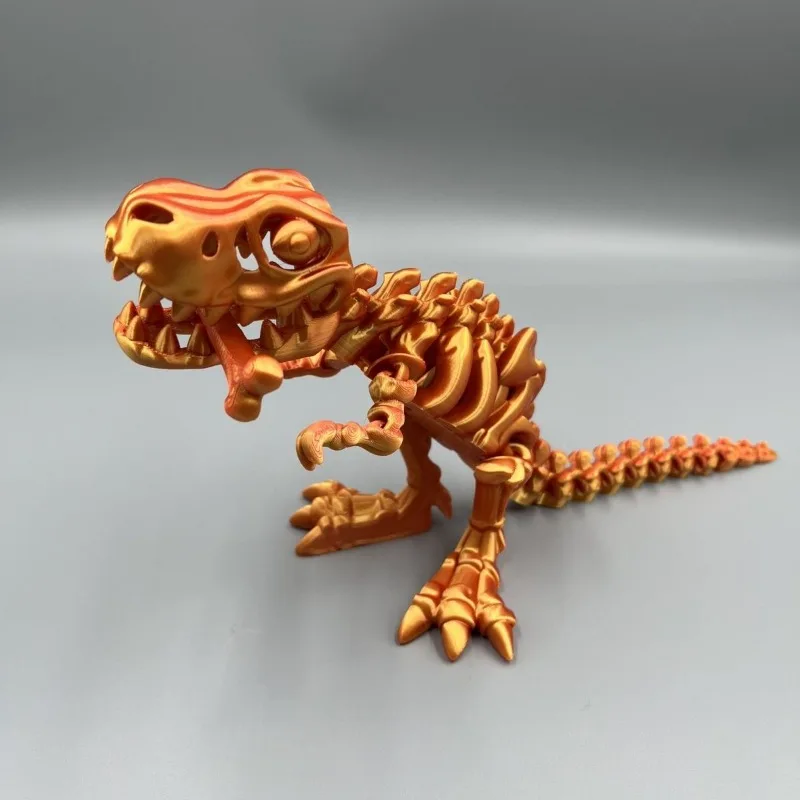 Cráneo integrado impreso en 3D, Tiranosaurio Rex, articulaciones corporales que se pueden mover libremente, modelo de mano de dinosaurio de boca grande, escultura móvil