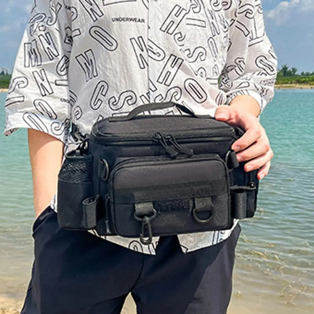 

Waist Fanny Fishing Tackle Bags Crossbody Waterproof Fishing Lure Backpack Shoulder with Rod Holder Fishing Bags Utility Storage