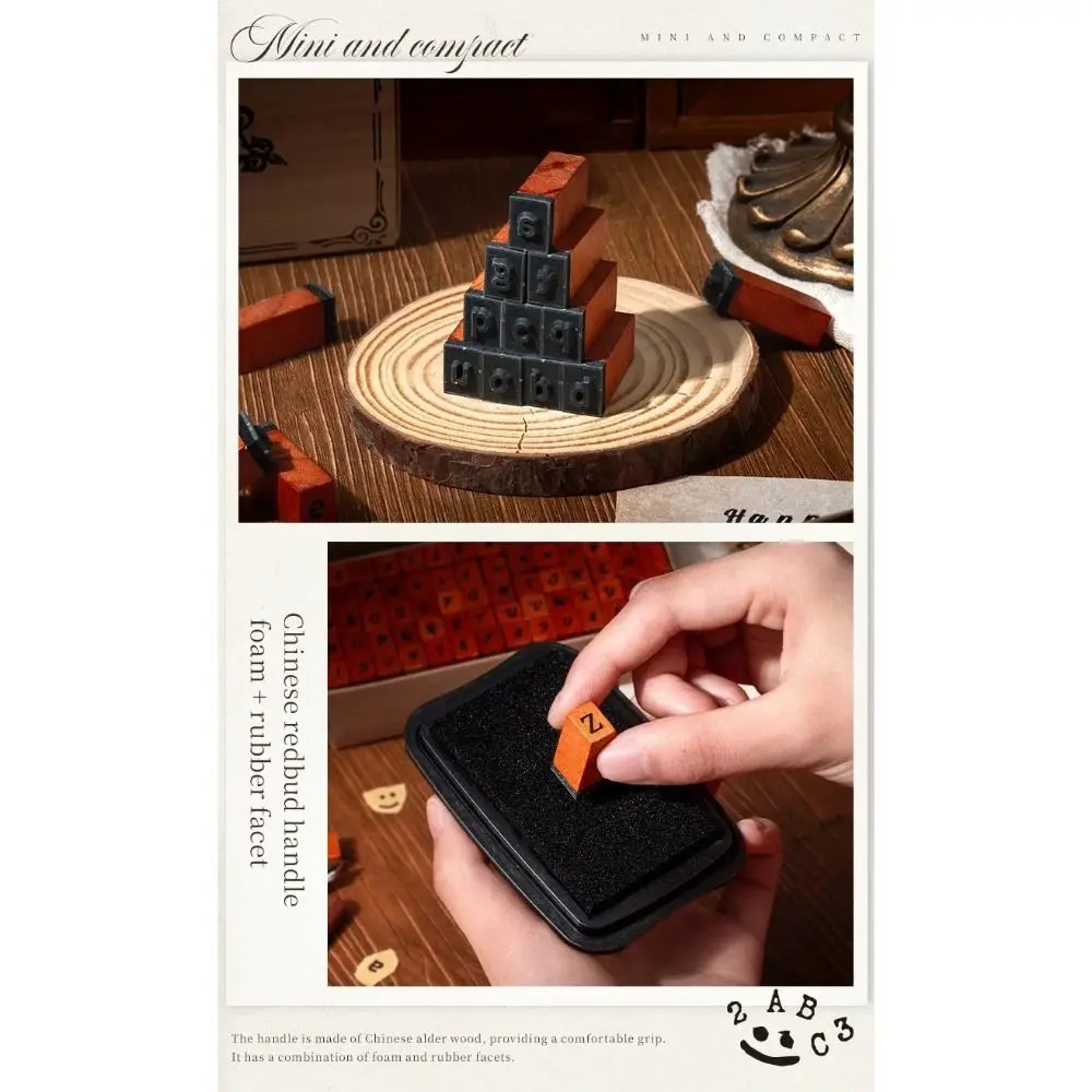 70 Pcs Wooden Handle Wooden Rubber Stamp Set Rubber Stamp Standard Size Alphabet Letter Stamp Precise Crafting