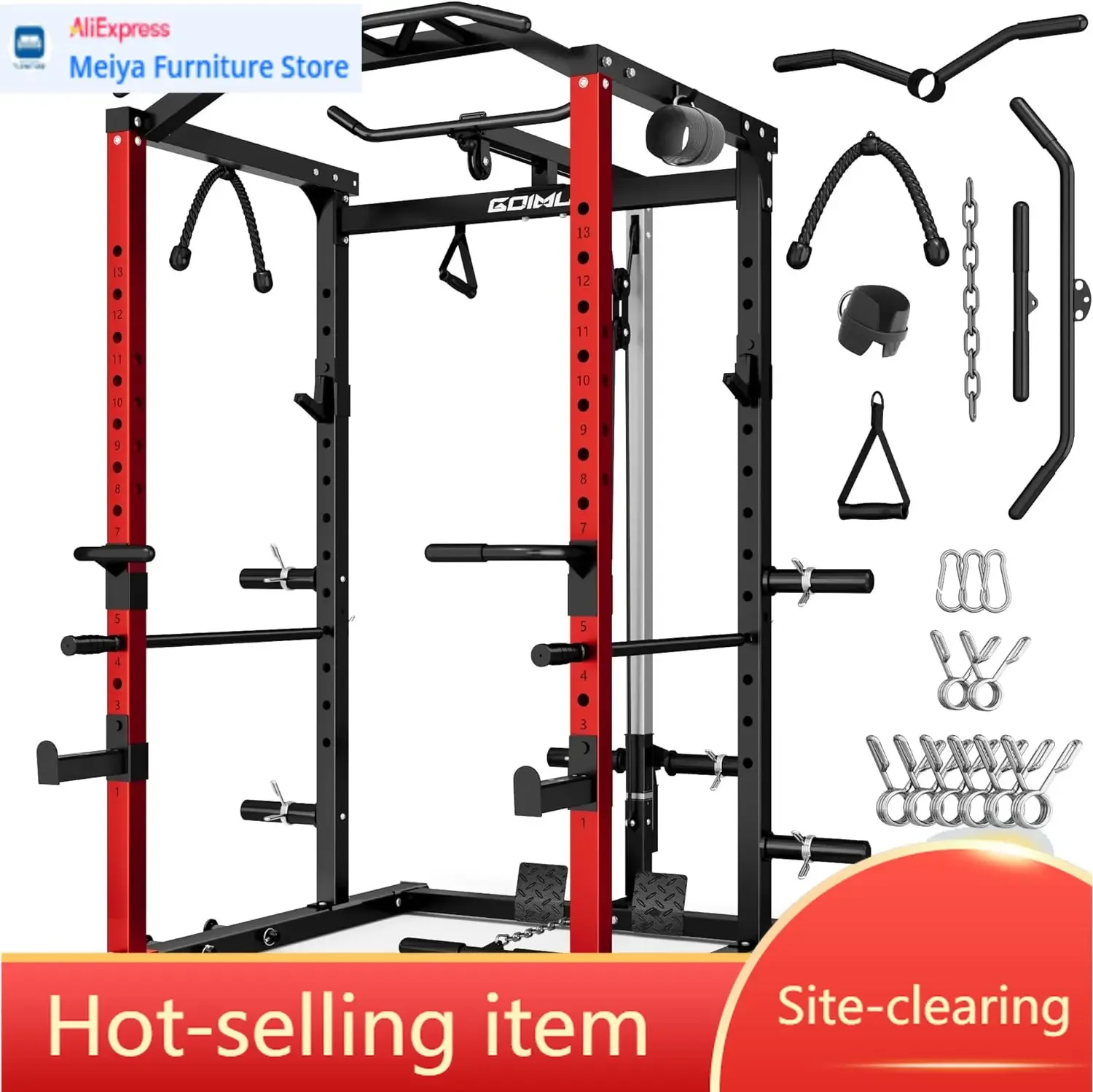 Power Cage Squat Rack With Lat Pulldown Weight Cage Training Machine Workout Cage Home Gym Garage