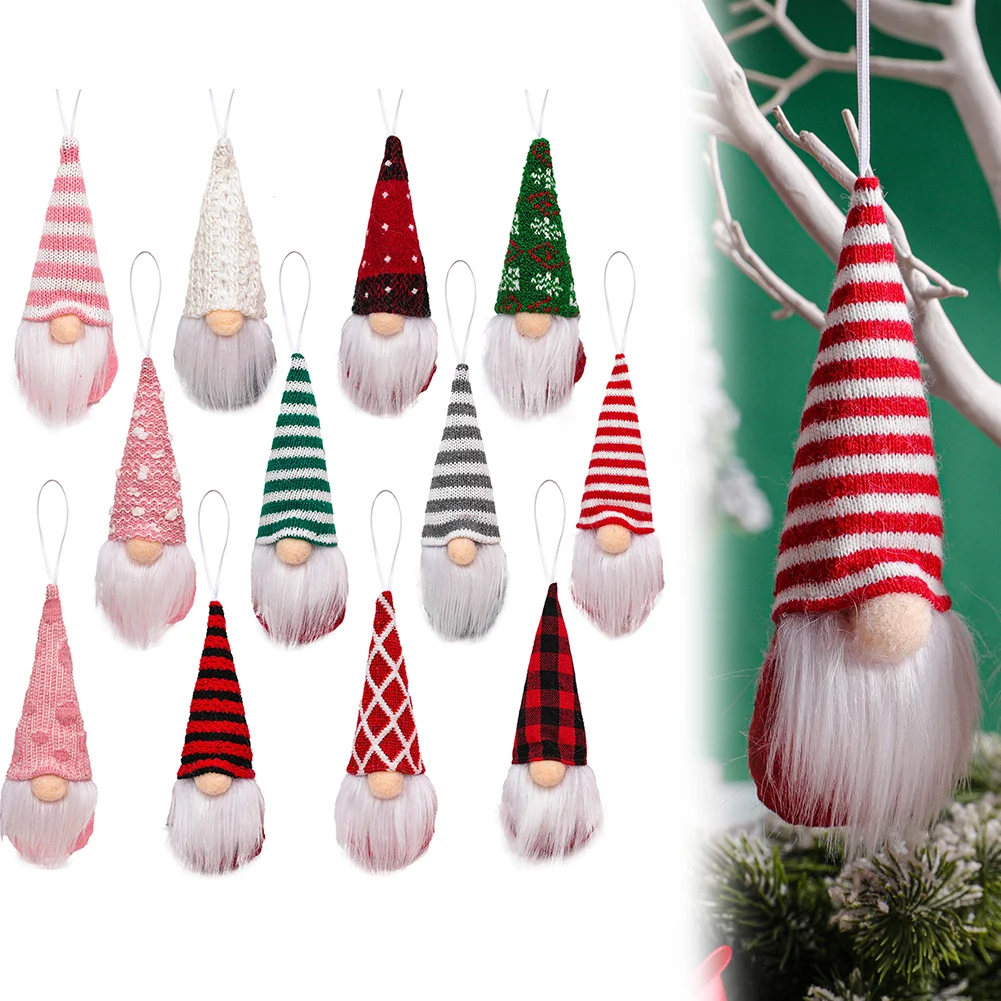 3pcs Christmas Gnome Plush Santa Claus Doll Knitted Fabric Ornaments Gonk Dwarf Elf Decoration Gift Christmas Tree Plush Doll