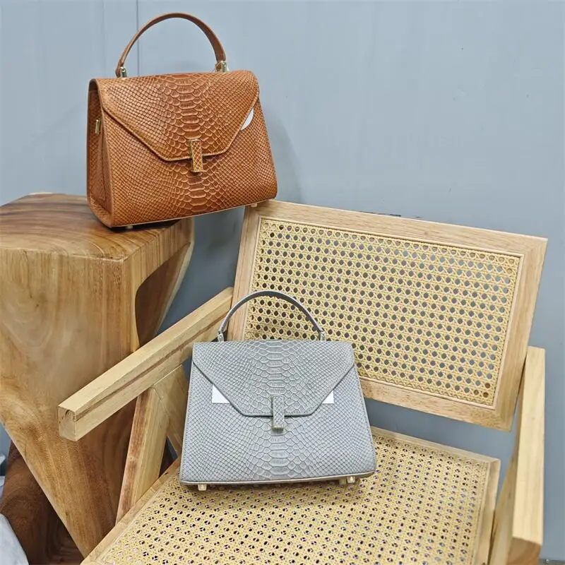 

Винтажная сумка через плечо из воловьей кожи с крокодиловым узором, новинка 2025 года, сумка из натуральной кожи