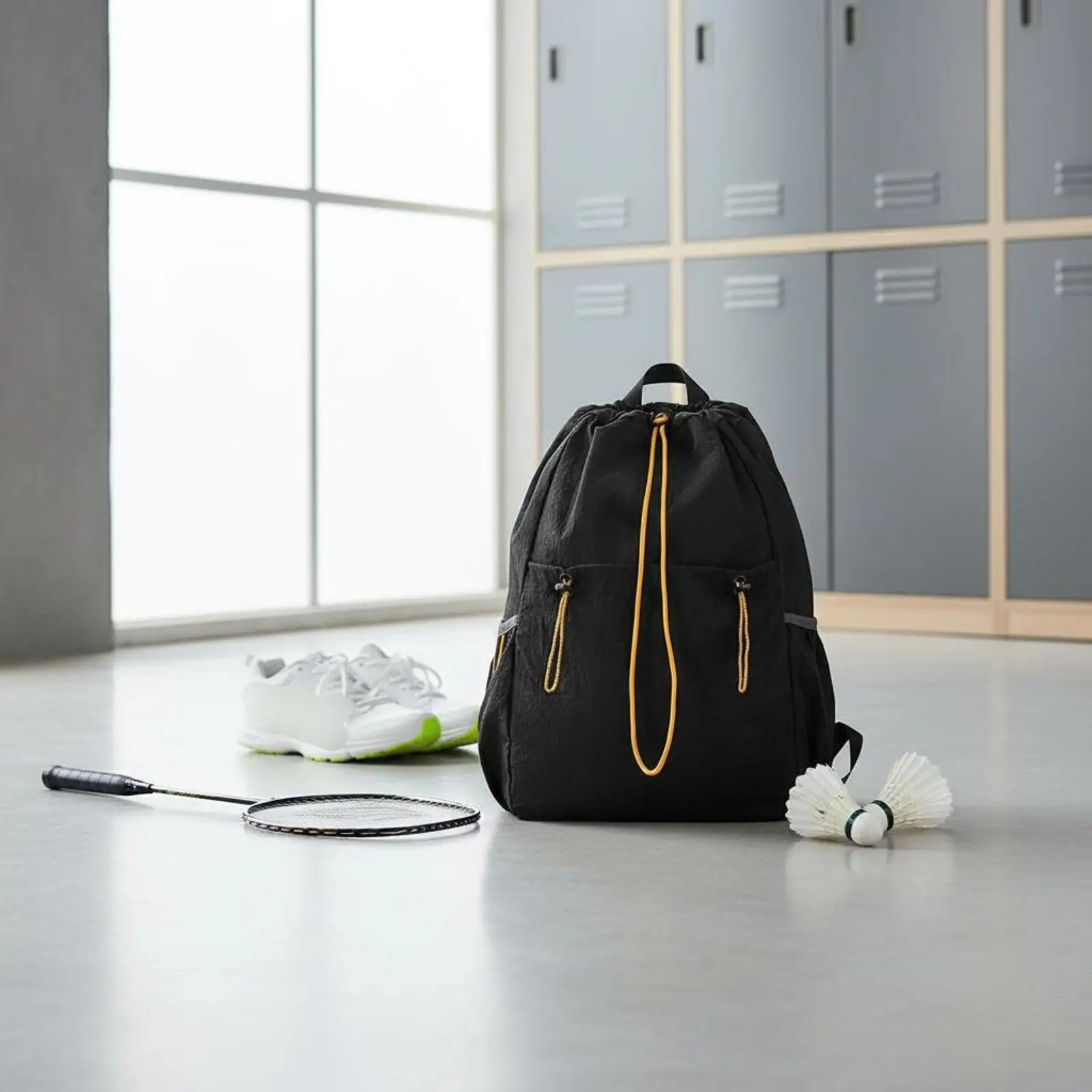 Water Resistant Drawstring Backpack Nylon Oxford Cloth Outdoor Daypack with Multiple Pockets for Adventure