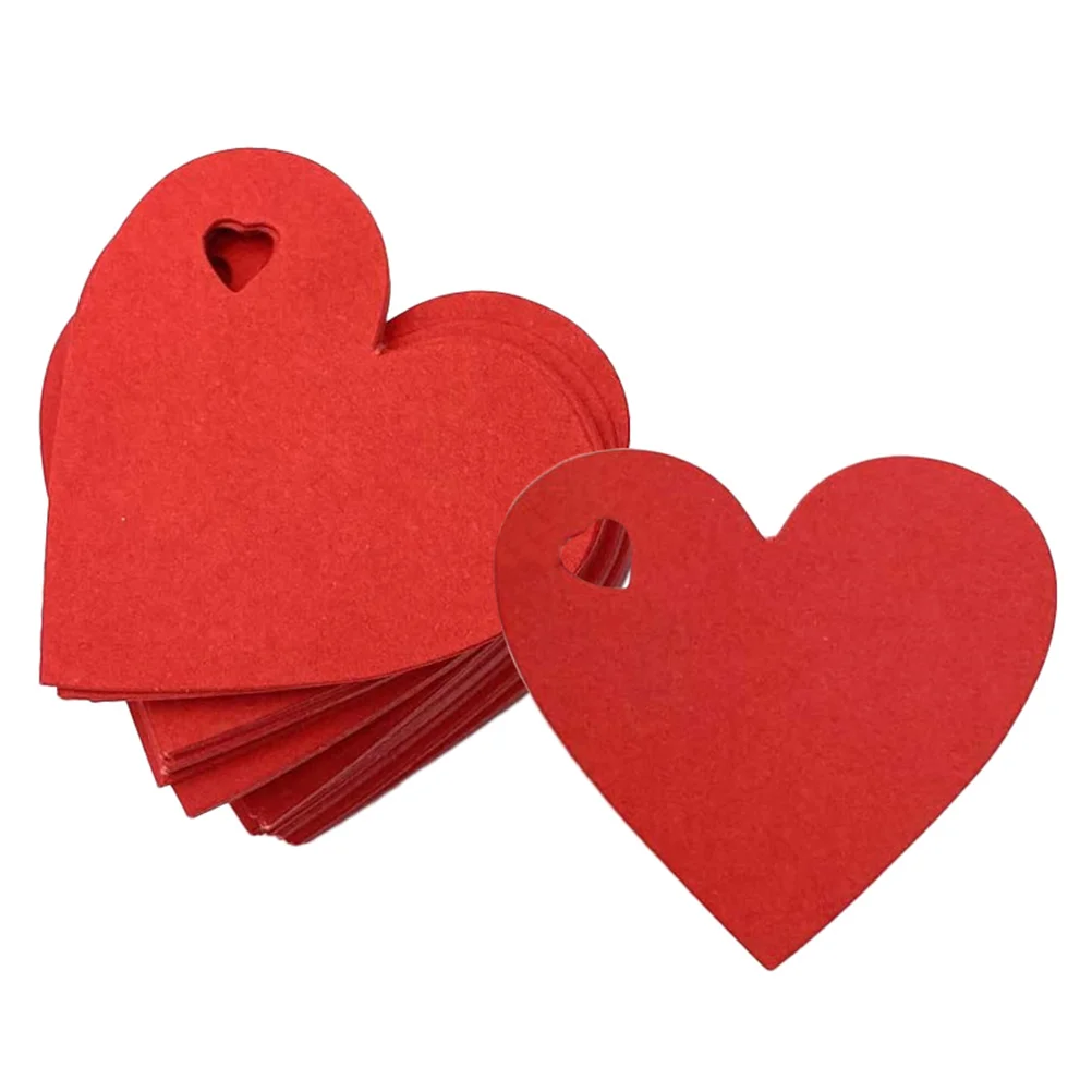 100pcs Heart-shaped Gift Tags Blank Labels Valentine Hanging Tags Eco-friendly Lightweight Paper Cards