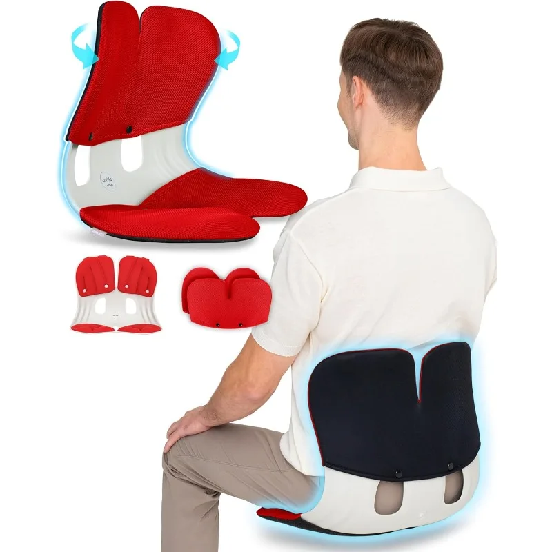 

Ergonomic back support chair and removable cover, lumbar support, perfect for home office desk chair (red set)