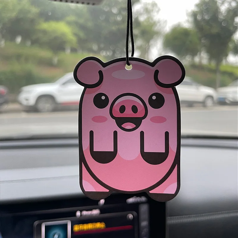Cute Pink Pig with Freesia and English Pear Scent (International Trend) Car Fragrance Tablets, Wardrobe Air Freshener, Perfume, Rearview Mirror Decoration, Car Interior Pendant, Natural Scent Air Purifier, Anime Cartoon Toilet Fragrance Sachet, Living Room Office Room Bedside Hanging Ornament