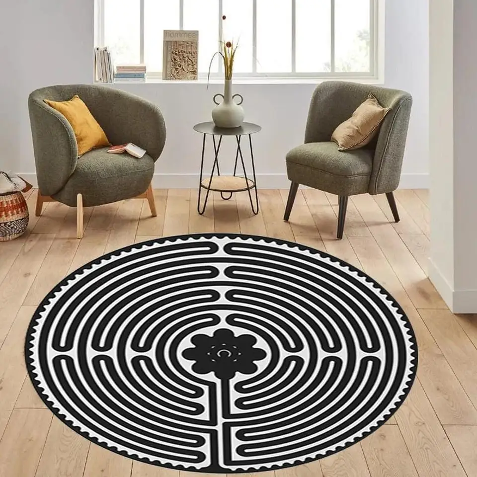 Blue Green Round Meditation and Yoga Carpet