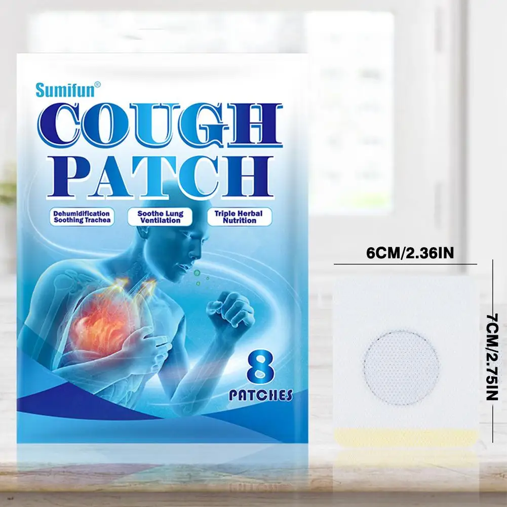 8pcs Cough Patch Asthma Cold Sore Throat Pneumonia Herbal Sticker Soothing Comforting Cough Relieve Patch Acupoint Patch